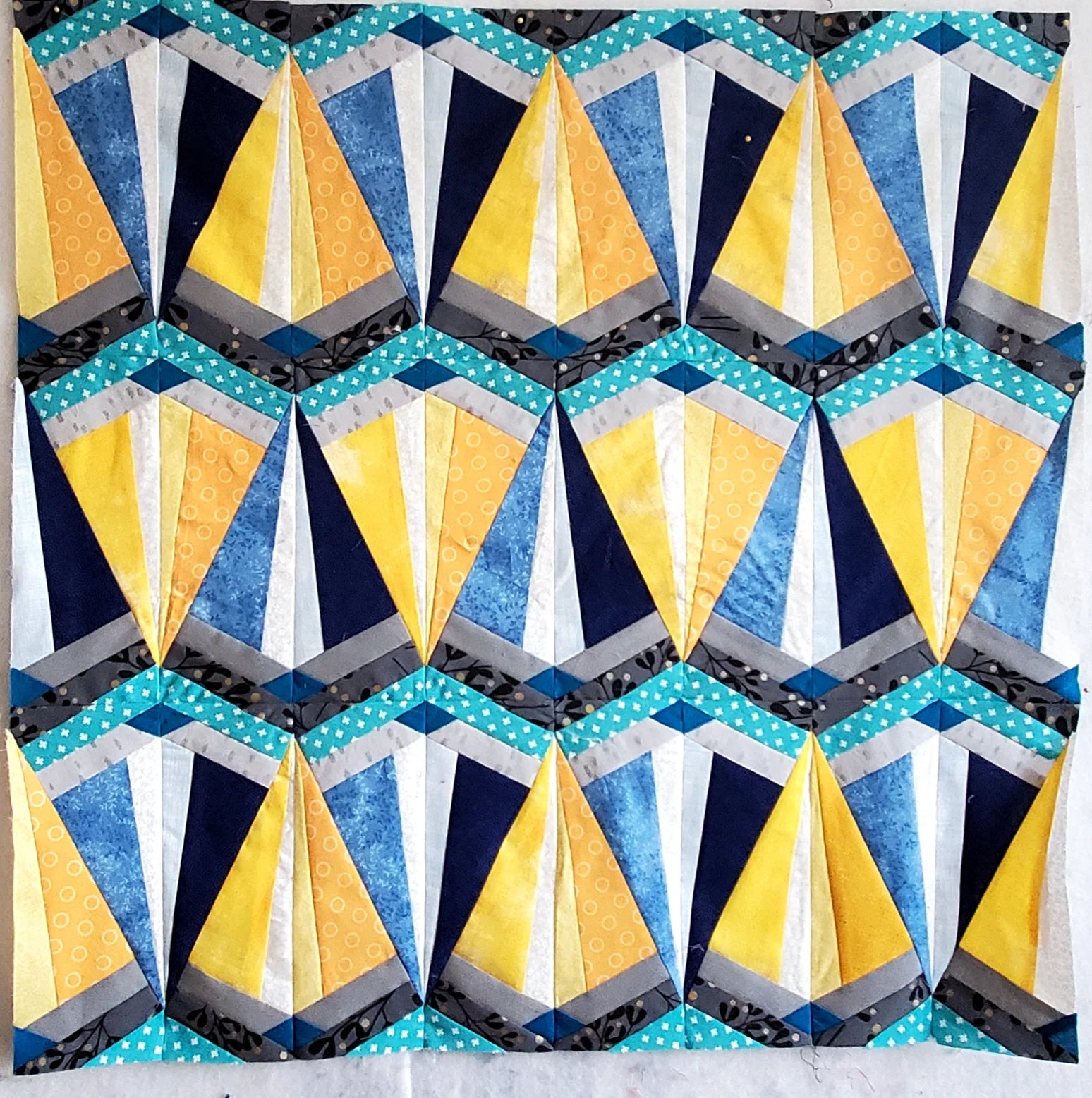 Skye Quilt Pattern - Julia Wachs Designs - A yellow and blue Skye quilt.
