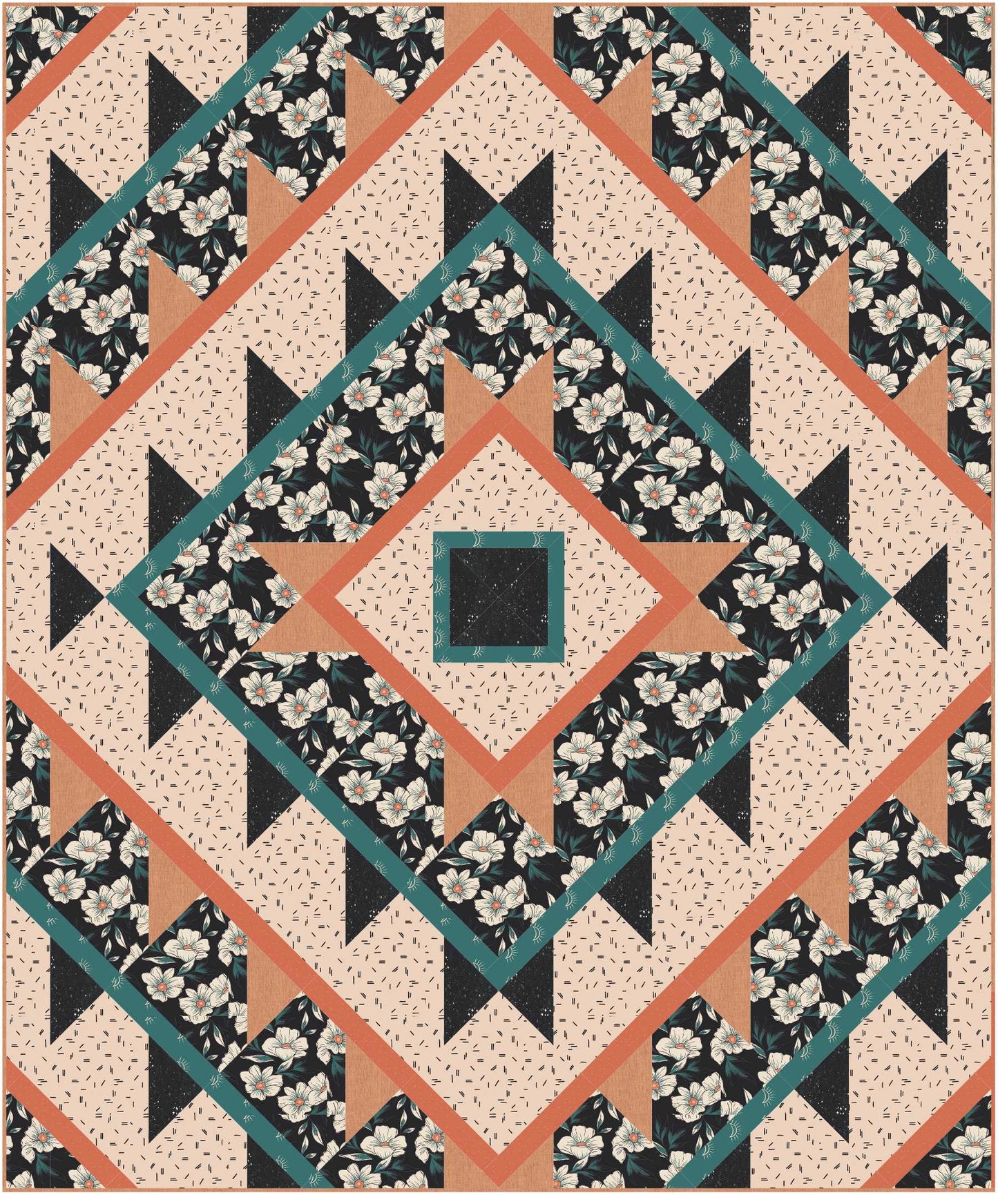 Green Lake Quilt Pattern - Julia Wachs Designs - A digital mock-up of the Green Lake cover quilt.
