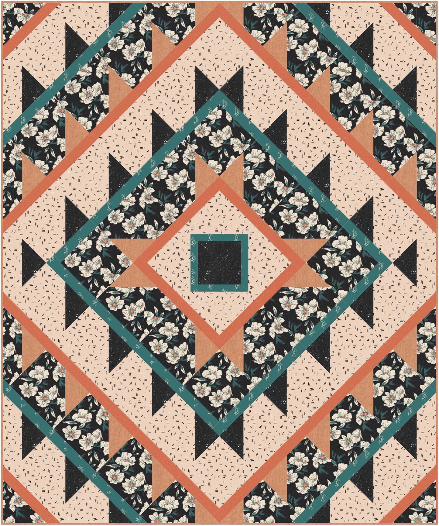 Green Lake Quilt Pattern - Julia Wachs Designs - A digital mock-up of the Green Lake cover quilt.