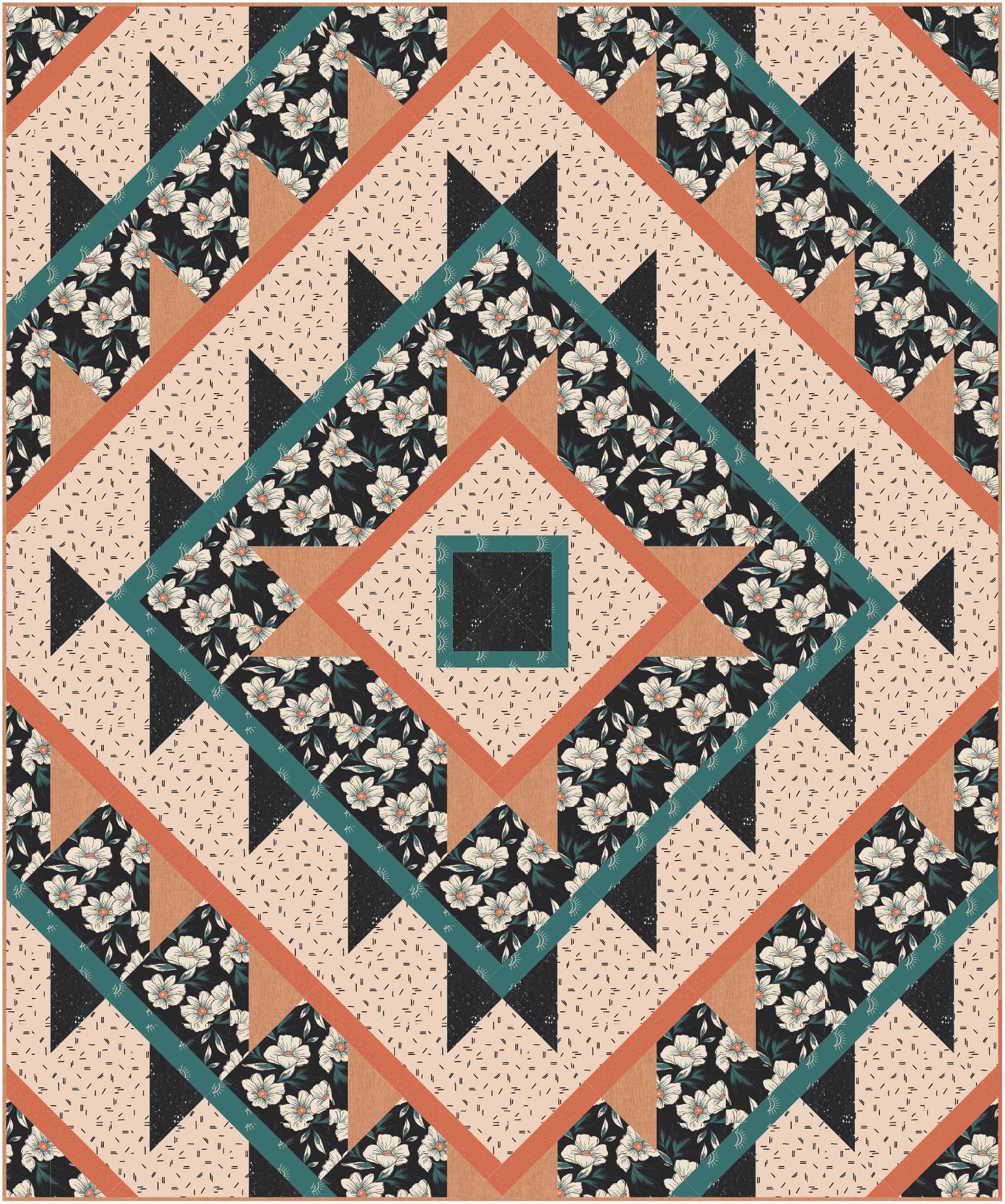 Green Lake Quilt Pattern - Julia Wachs Designs - A digital mock-up of the Green Lake cover quilt.