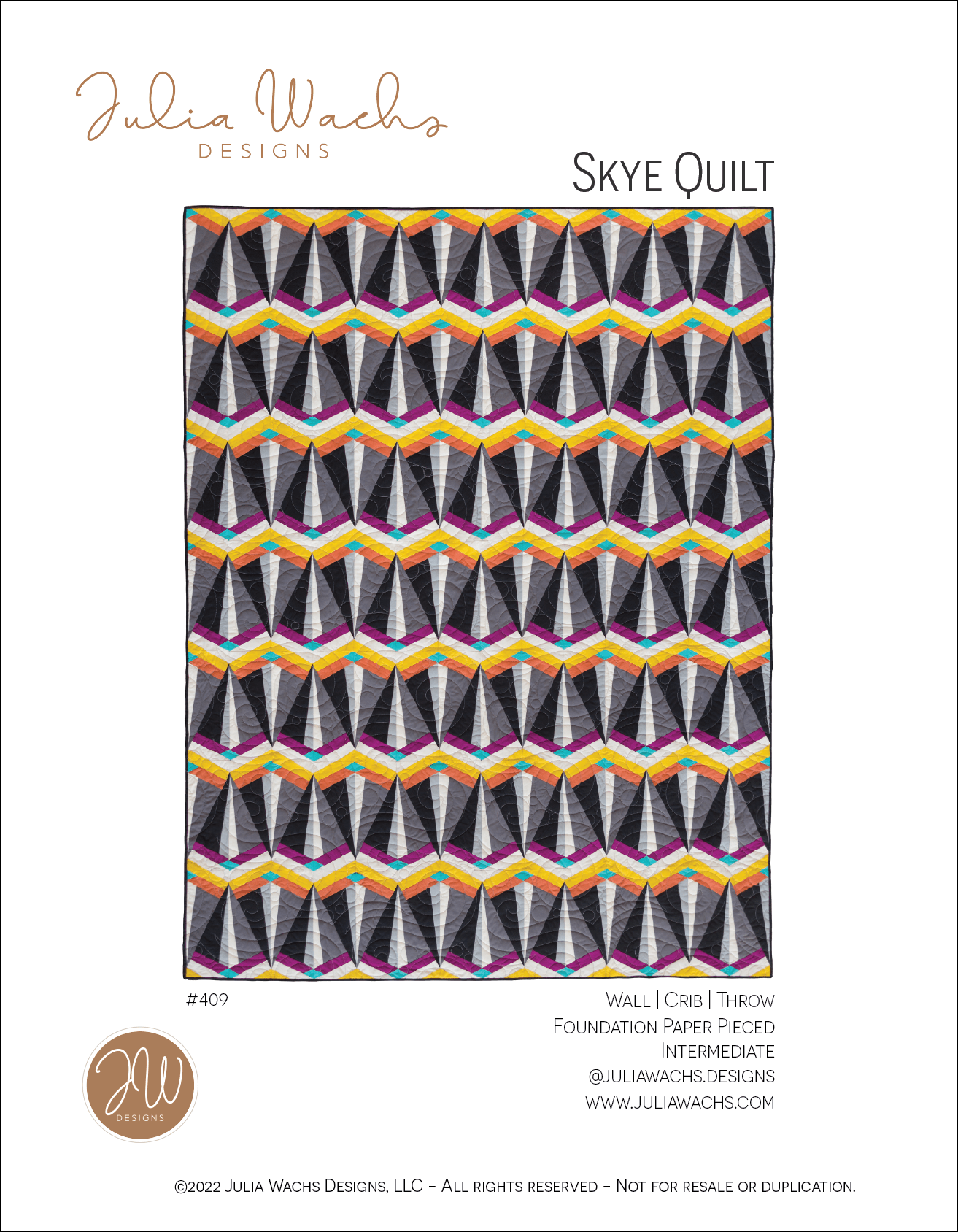 Skye Quilt Pattern - Julia Wachs Designs - The pattern cover of the Skye quilt.