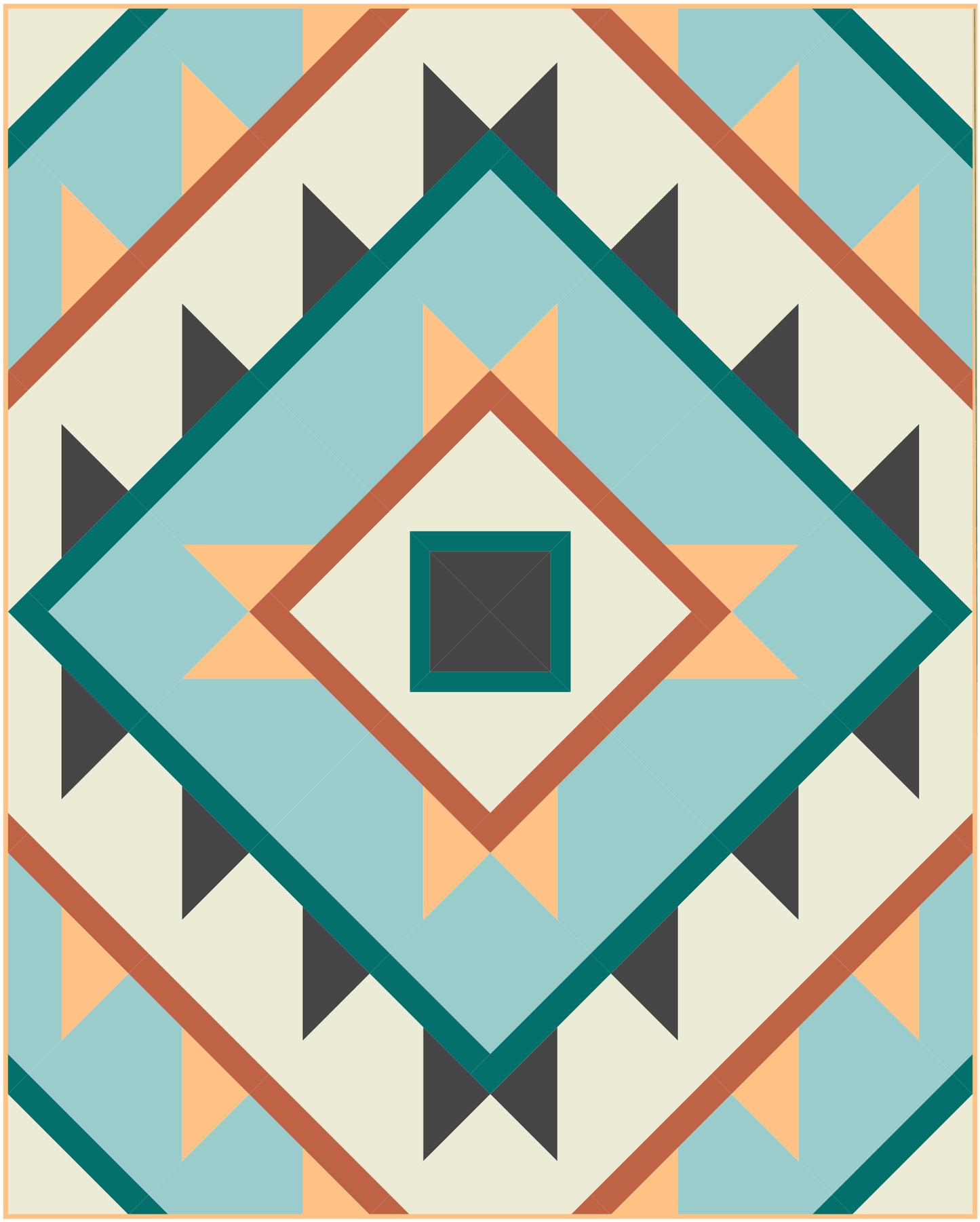 Green Lake Quilt Pattern - Julia Wachs Designs - A digital mock-up of the Green Lake quilt in solid colors.